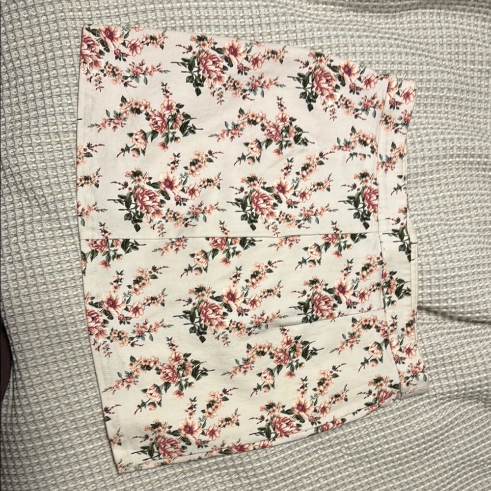 Forever 21 Floral Mini Skirt - Pink and Green on White